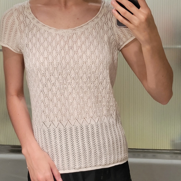 Fairy Vintage White Silk sparkle crochet lace top - Picture 1 of 3